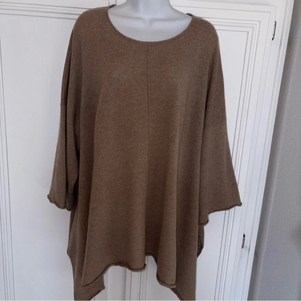 Eskandar Sz O/S Beige Round Neck 100% Cashmere Scotland Sweater Holes !!!